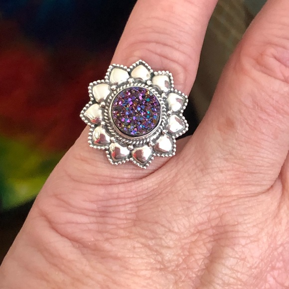 Jewelry - Titanium Druzy Sterling Silver Ring Sz 6.5
